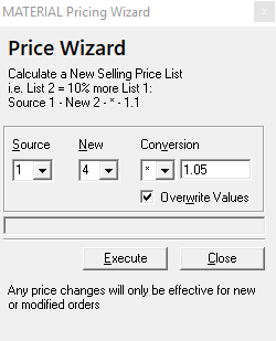 Material Pricing Wizard